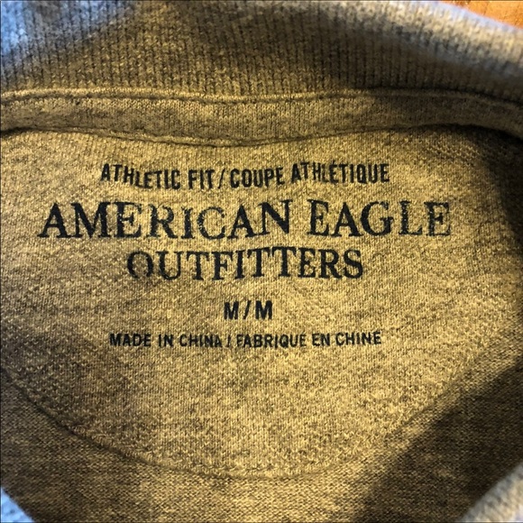 Mens gray and red American Eagle polo size M - Picture 4 of 7